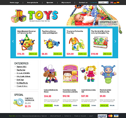 White Toy Store osCommerce Template by Di osCommerce  TMT
