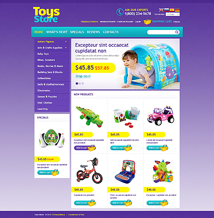 Purple & White Toy Store osCommerce Template by Hermes osCommerce  TMT