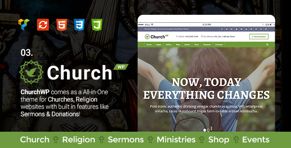 Church, Religion, Sermons & Donations WordPress Theme - ChurchWP
           TFx