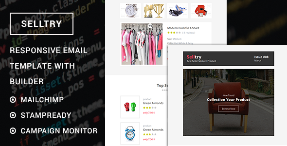 Selltry - eCommerce Responsive Email Template with Stampready Builder - Catalogs Email Templates TFx Nikolas Zoroaster
