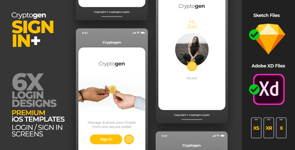 Cryptogen - Sketch UI Kit Template for iOS Login Screens
       TFx Ewart Yunuen