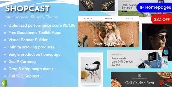 Shopcast - High Performance Multipurpose Shopify Sections Theme TFx 