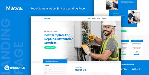 Mawa  Repair and Installation Services Unbounce Template TFx
