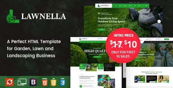 Lawnella - Gardening and Landscaping HTML Template TFx