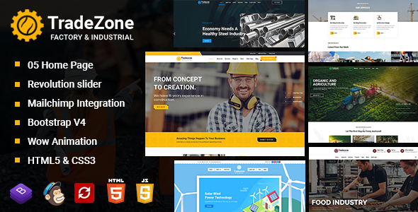 TradeZone - Factory amp Industrial One Page HTML Template TFx