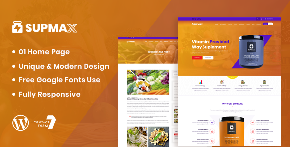 Supmax - Health amp Supplement WordPress Theme TFx