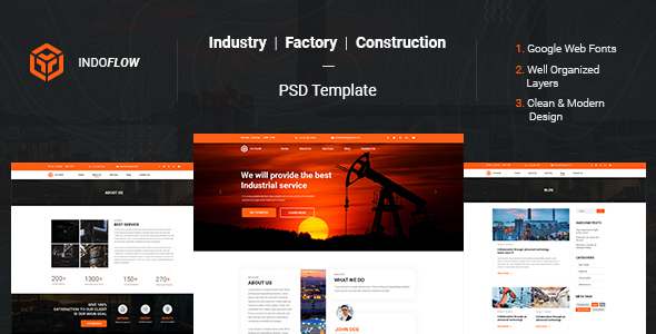 Indoflow - Industrial Construction amp Manufacturing PSD Template TFx 