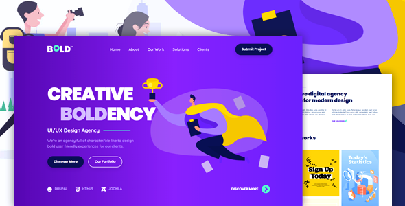 BOLDENCY - HTML Landing Page Template for Design Agency and Portfolio Showcase TFx 