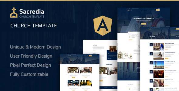 Sacredia  Church Angular Template TFx SiteTemplates