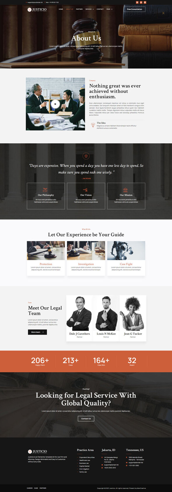 Justicio - Law Firm amp Attorney Elementor Template Kit TFx 
