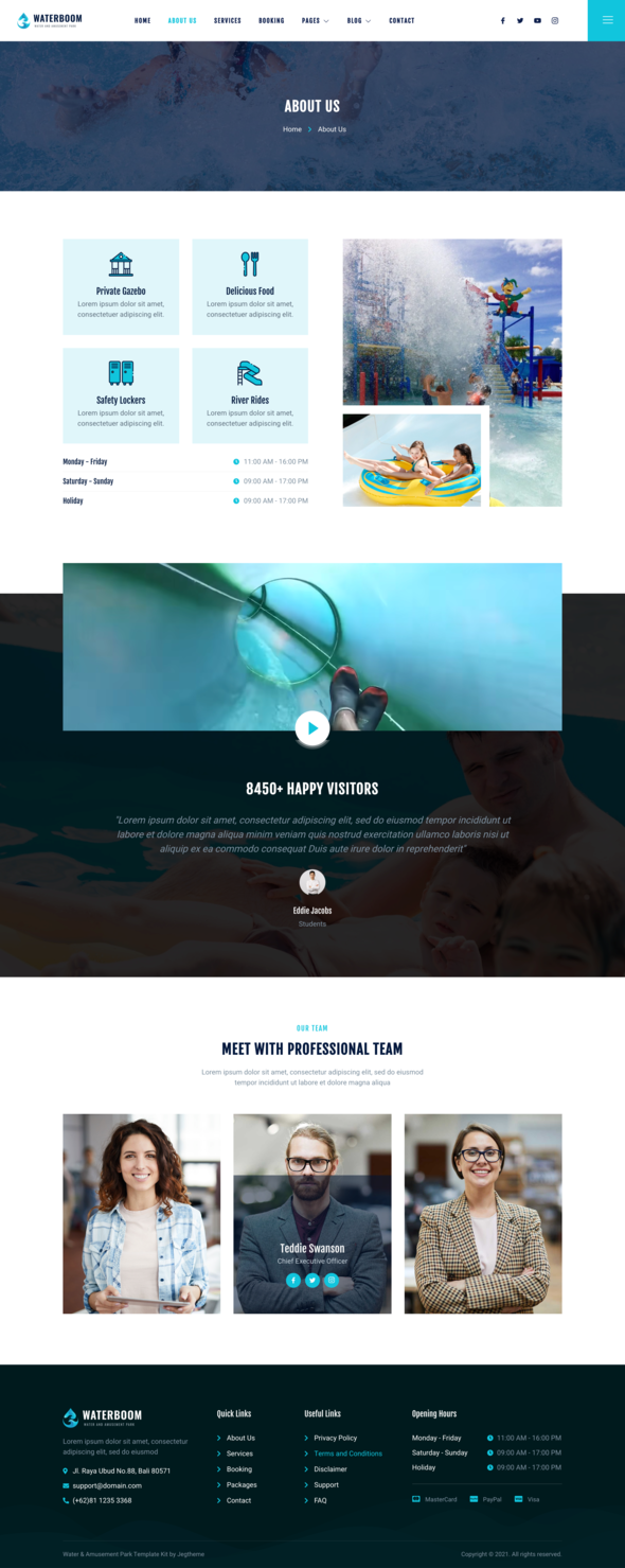 Waterboom  Water amp Amusement Park Elementor Template Kit TFx