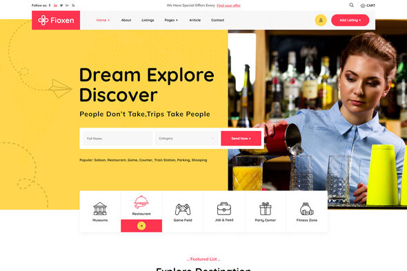 Fioxen - Travel Directory amp Listings Elementor Template Kit TFx