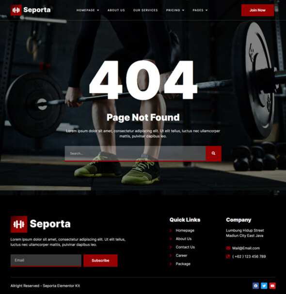 Seporta - Gym amp Fitness Elementor Template Kit TFx