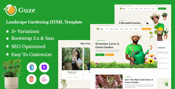 Guze - Landscaping amp Gardening HTML Template TFx