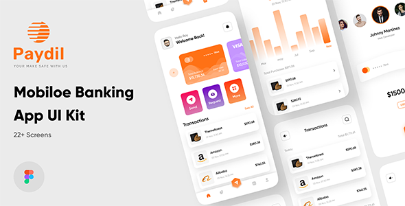 Paydil - Mobile Banking App UI Kit For Figma TFx 