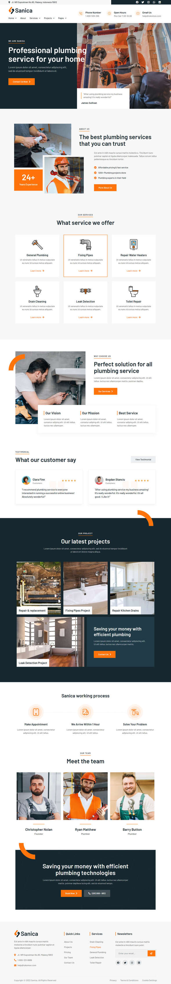 Sanica  Plumbing Services Elementor Template Kit TFx