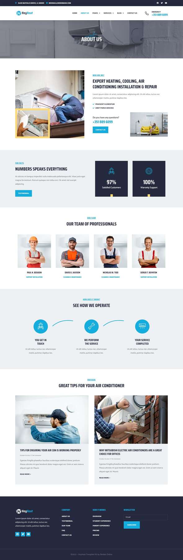 HeyHeat - Air Conditioning Services Elementor Template Kit TFx