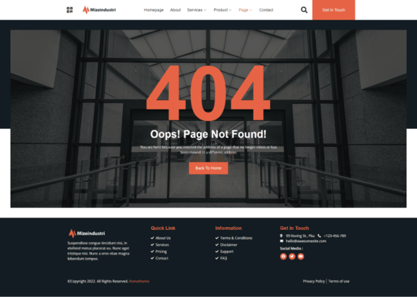 Mizeindustri - Corporate Industry amp Factory Elementor Template Kit TFx