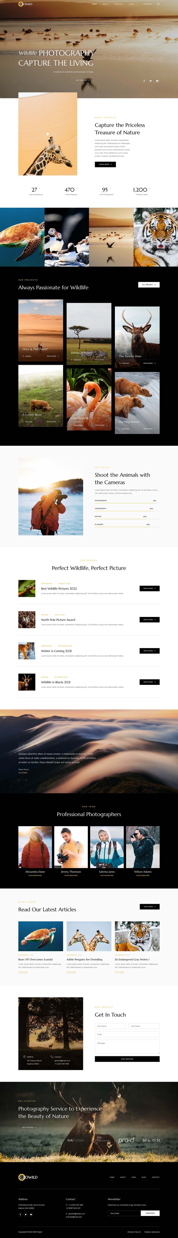 Geowild - Wildlife Photography Services Elementor Template Kit TFx