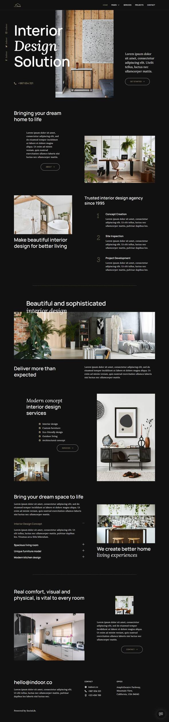 Indoor - Dark Interior Design amp Architecture Agency Elementor Template Kit TFx