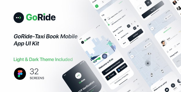 TaxiMode  Figma Template - Taxi Booking UI Kit for App  Light amp Dark Mode TFx
