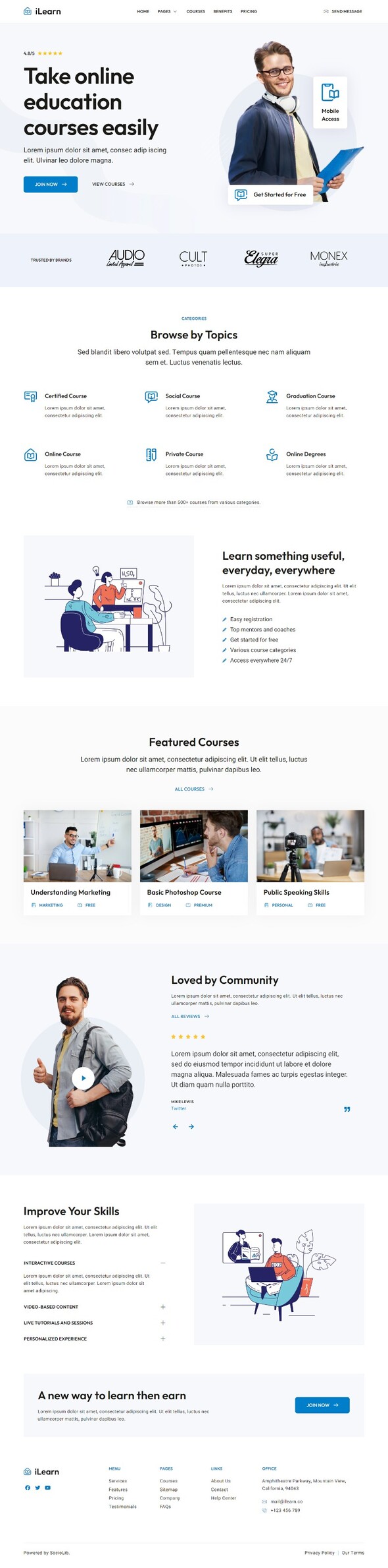 iLearn - Online Education Course Elementor Template Kit TFx