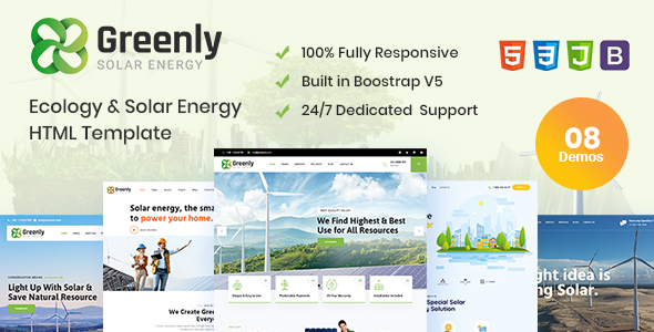 Greenly – Ecology amp Solar Energy HTML Template TFx