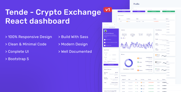 Tende - Cryptocurrency Exchange React Dashboard TFx
