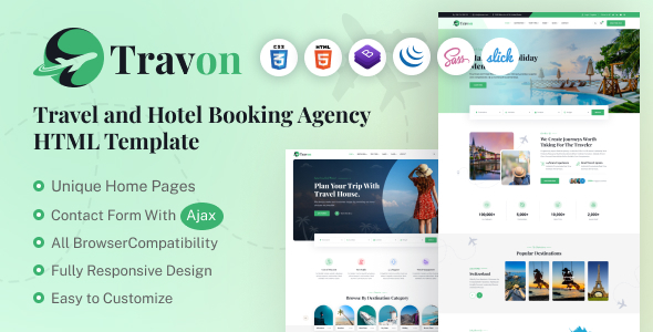 Travon – Tour and Hotel Booking HTML Template TFx