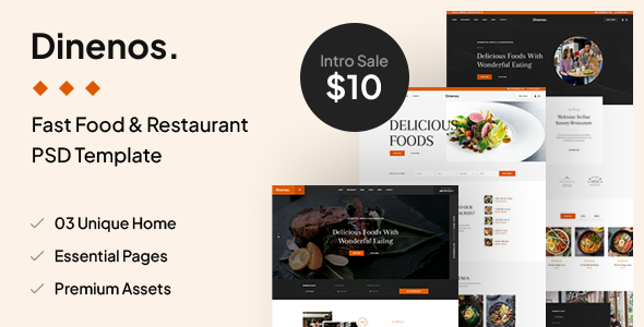 Dinenos - Fast Food amp Restaurant PSD Template TFx
