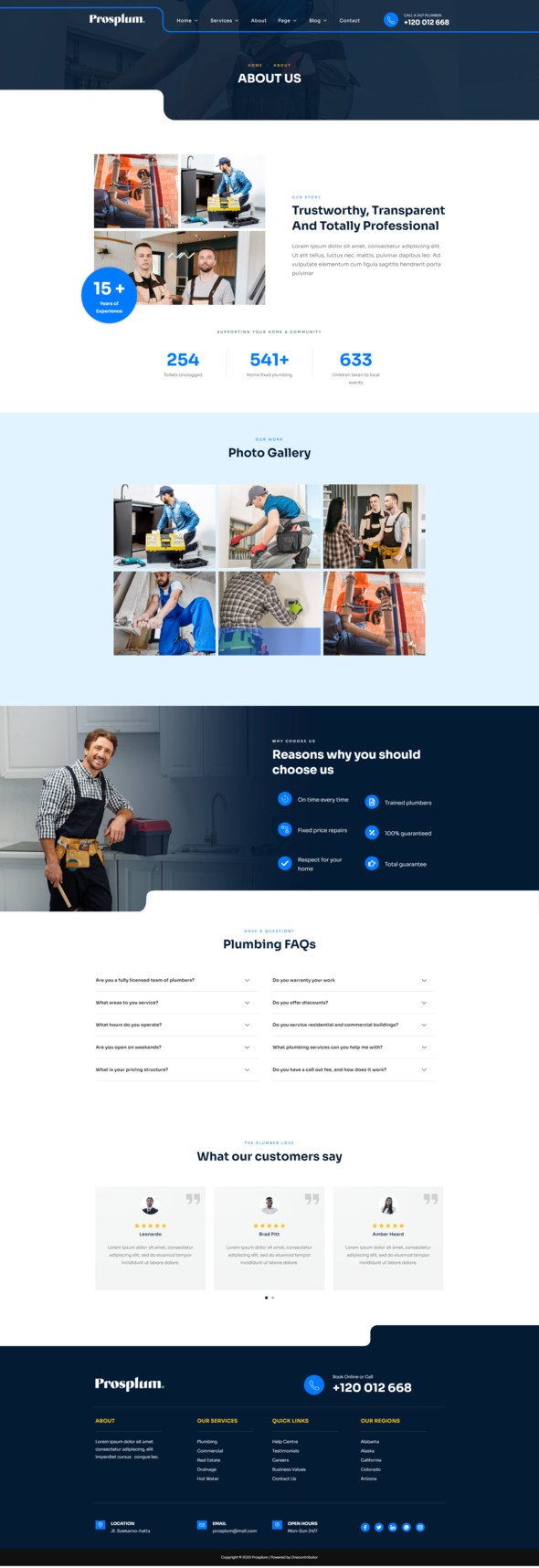 Prosplum - Plumbing Services Elementor Template Kit TFx