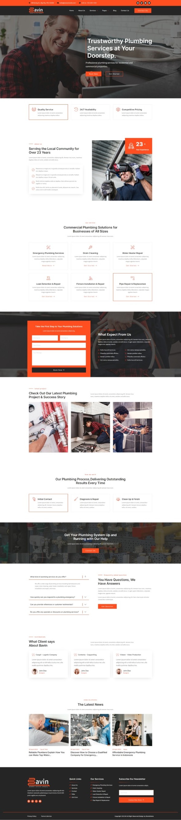 Bavin - Plumbing Service Company Elementor Template Kit TFx