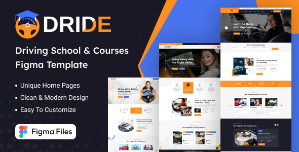 Dride - Driving School amp Courses Figma Template TFx