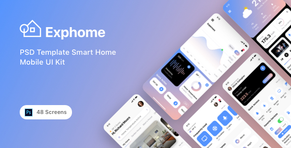Exphome - PSD Template Smart Home Mobile UI Kit TFx
