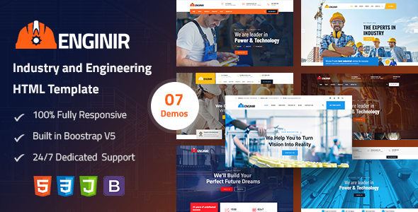 Enginir - Industrial amp Engineering Multipurpose HTML Template TFx