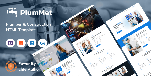 PlumMet - Plumber and Construction HTML Template TFx