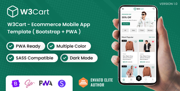 W3Cart - Ecommerce Mobile App Template  Bootstrap  PWA  TFx