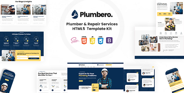 Plumbero - Plumber amp Repair Services HTML Template TFx