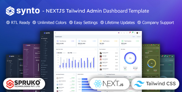 Synto - Nextjs Tailwind Admin Dashboard Template TFx