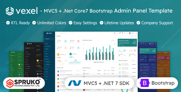 Vexel - ASP Net MVC5 amp Core7 Admin Dashboard Template TFx