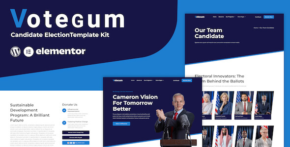 Votegum - Candidate Election Elementor Template Kit TFx