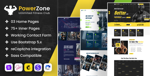 PowerZone - Fitness Workout amp Gym HTML Template TFx
