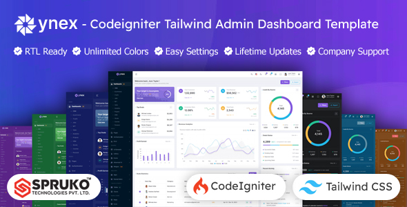 Ynex  Codeigniter Tailwind CSS Admin Dashboard Template TFx