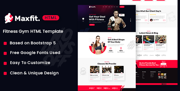 Maxfit - Fitness Gym HTML Template TFx SiteTemplates