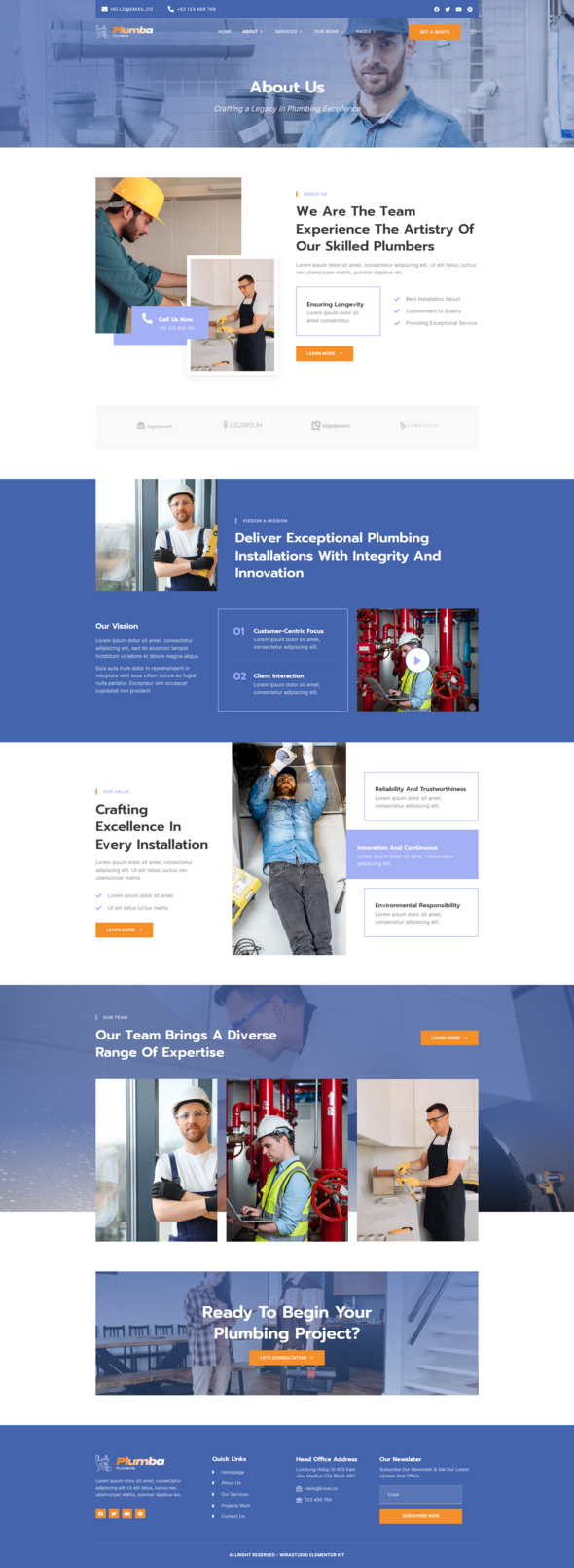 Plumba - Plumbing Installation Service Elementor Template Kit TFx