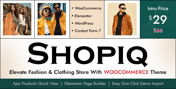 Shopiq - Fashion Shop Ecommerce Elementor Theme TFx