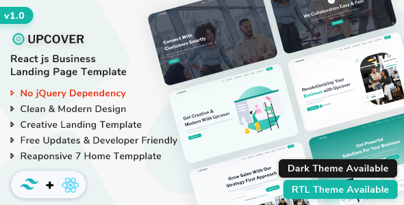Upcover - React Js Business Landing Page Template TFx