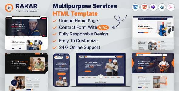 Rakar- Multipurpose Services HTML Template TFx