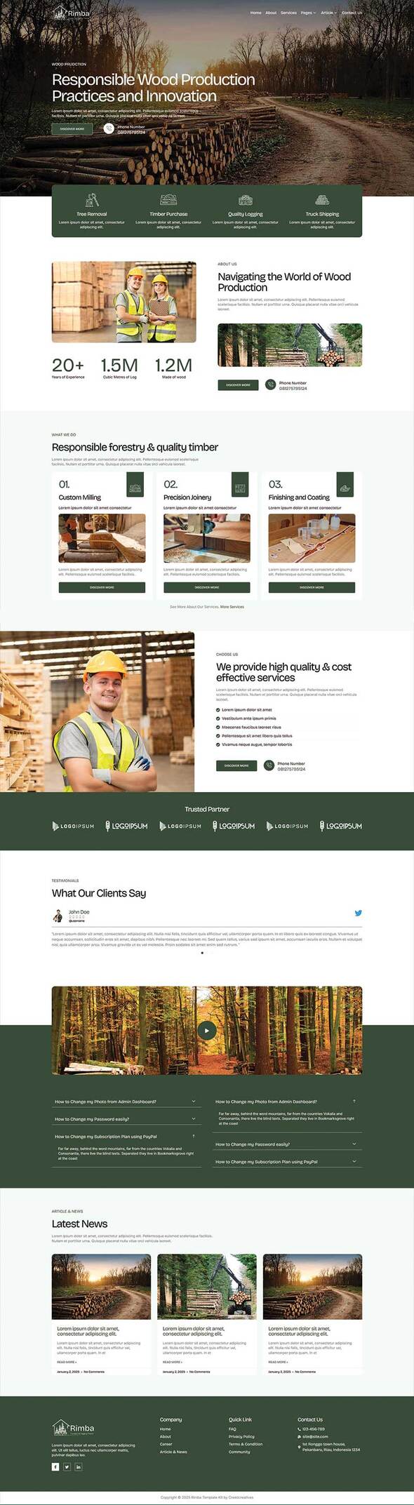 Rimba - Forestry amp Logging Elementor Pro Template Kit TFx
