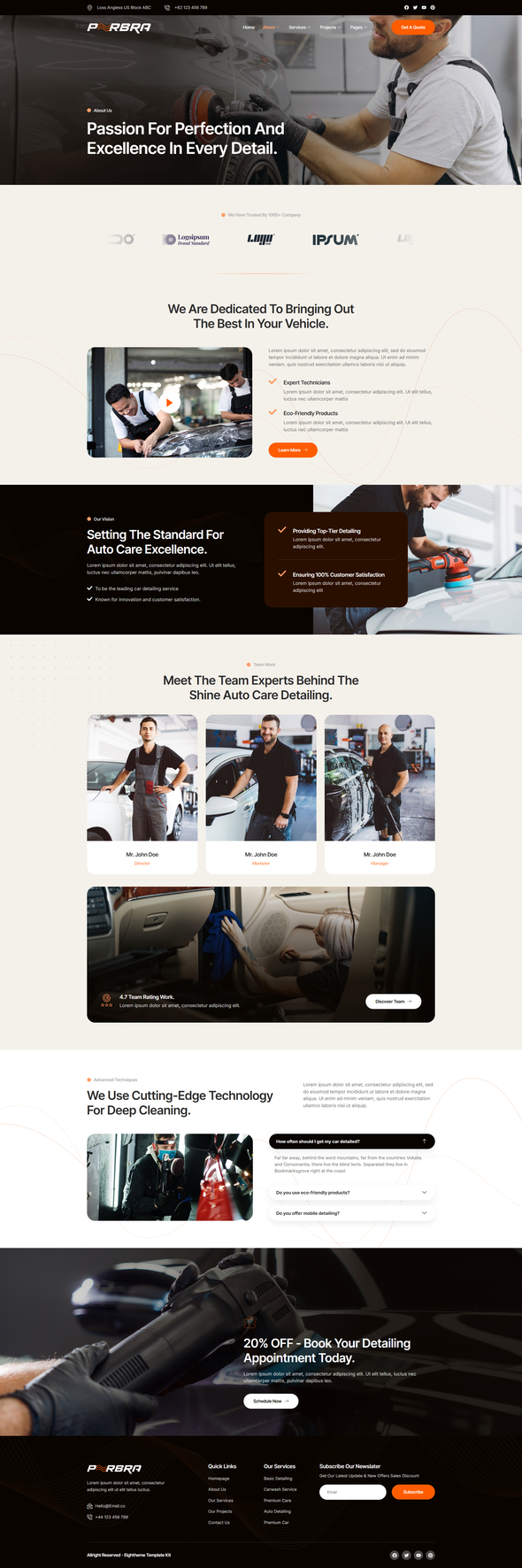 Perbra - Car Auto Care amp Detailing Elementor Template Kit TFx
